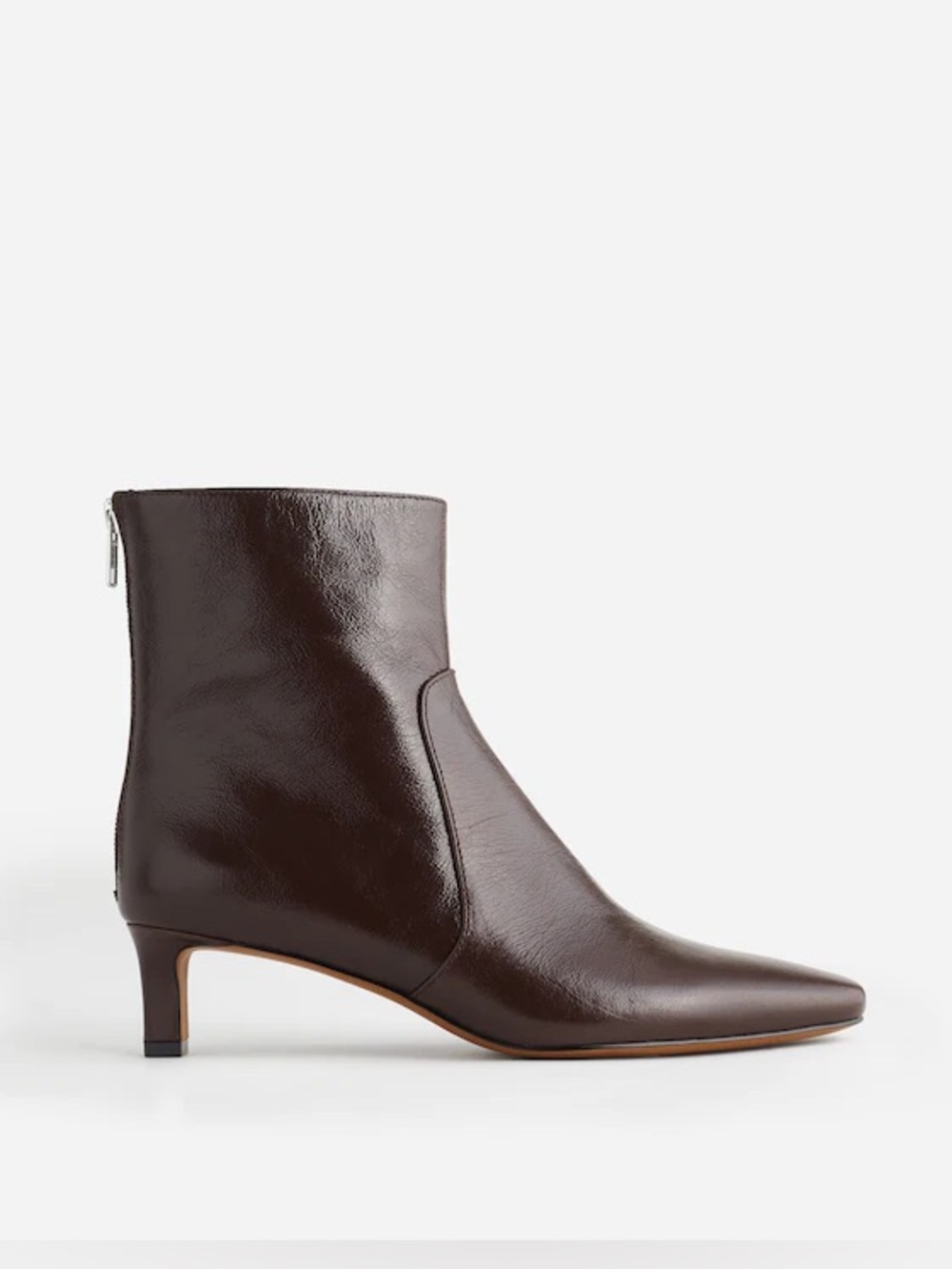 Madewell The Dimes Kitten Heel Turkish Coffee Crinkle Leather Boots - Picture 2 of 12